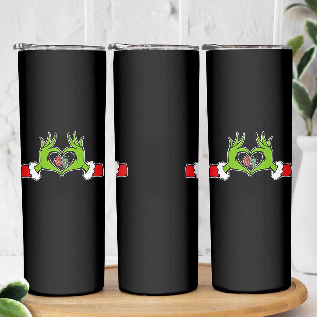 Funny Six Seven Christmas 67 Meme Gen Alpha Elf Heart Hands Skinny Tumbler - Wonder Print Shop