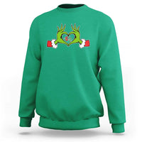 Funny Six Seven Christmas 67 Meme Gen Alpha Elf Heart Hands Sweatshirt - Wonder Print Shop