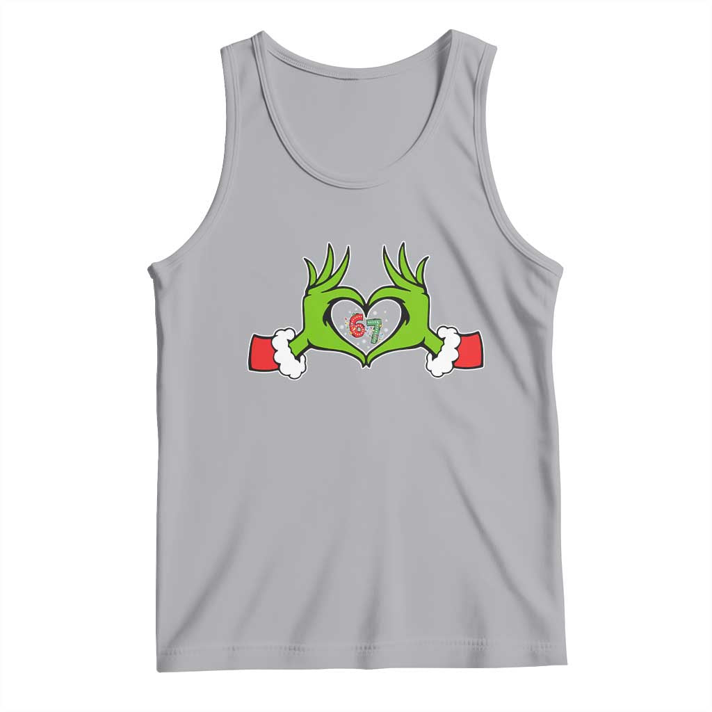 Funny Six Seven Christmas 67 Meme Gen Alpha Elf Heart Hands Tank Top - Wonder Print Shop