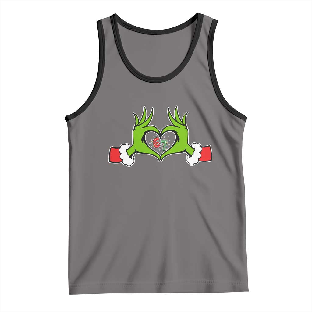 Funny Six Seven Christmas 67 Meme Gen Alpha Elf Heart Hands Tank Top - Wonder Print Shop