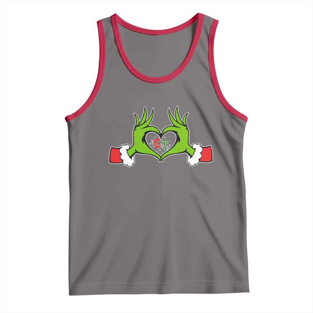 Funny Six Seven Christmas 67 Meme Gen Alpha Elf Heart Hands Tank Top - Wonder Print Shop