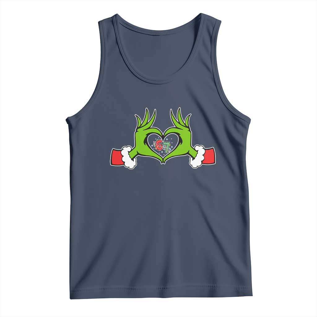 Funny Six Seven Christmas 67 Meme Gen Alpha Elf Heart Hands Tank Top - Wonder Print Shop