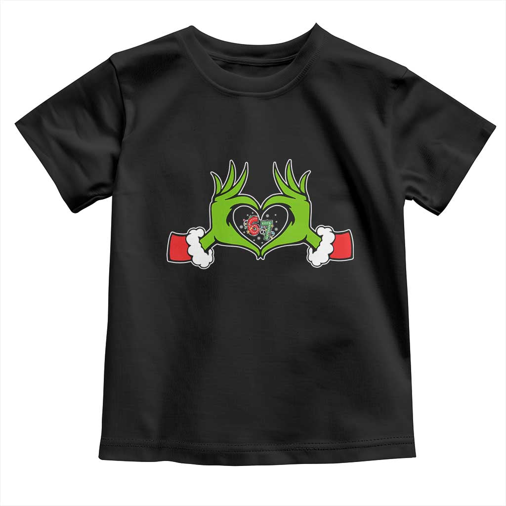Funny Six Seven Christmas 67 Meme Gen Alpha Elf Heart Hands Toddler T Shirt - Wonder Print Shop