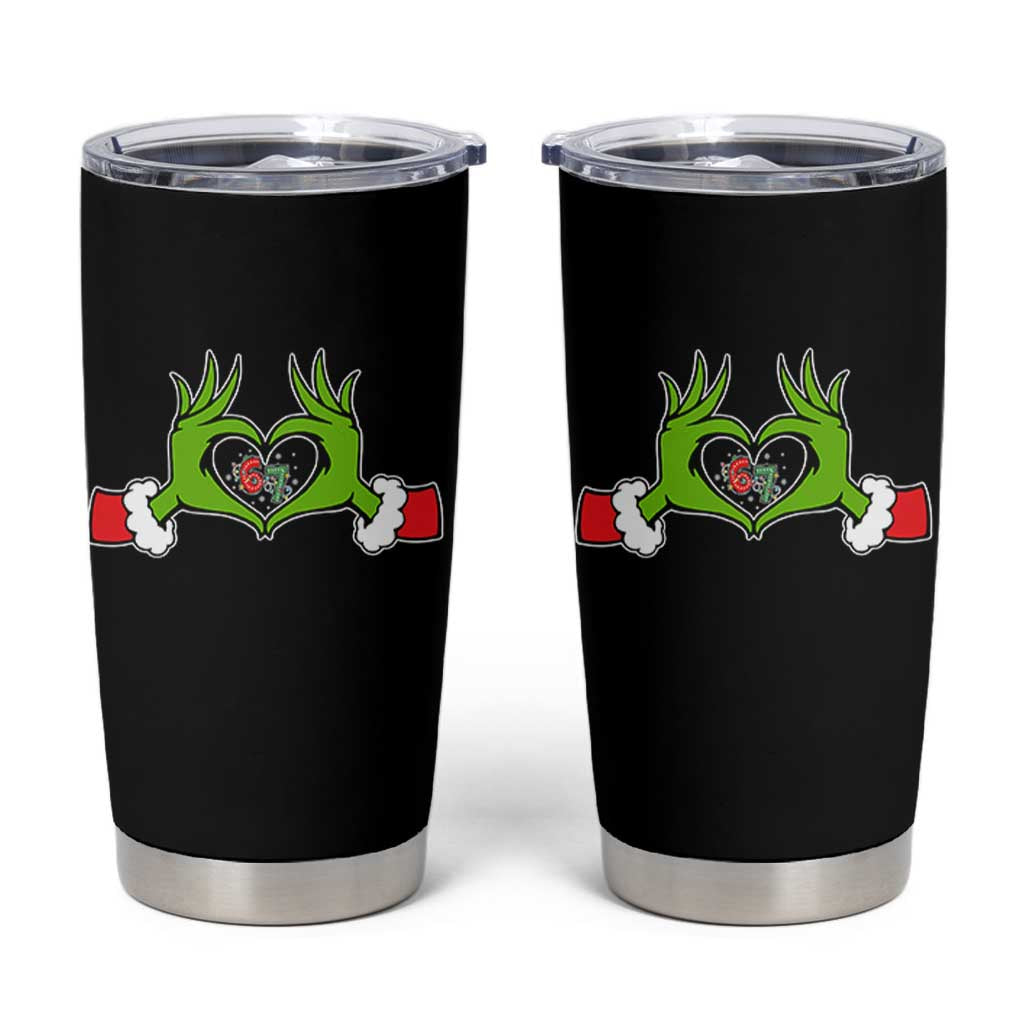 Funny Six Seven Christmas 67 Meme Gen Alpha Elf Heart Hands Tumbler Cup - Wonder Print Shop