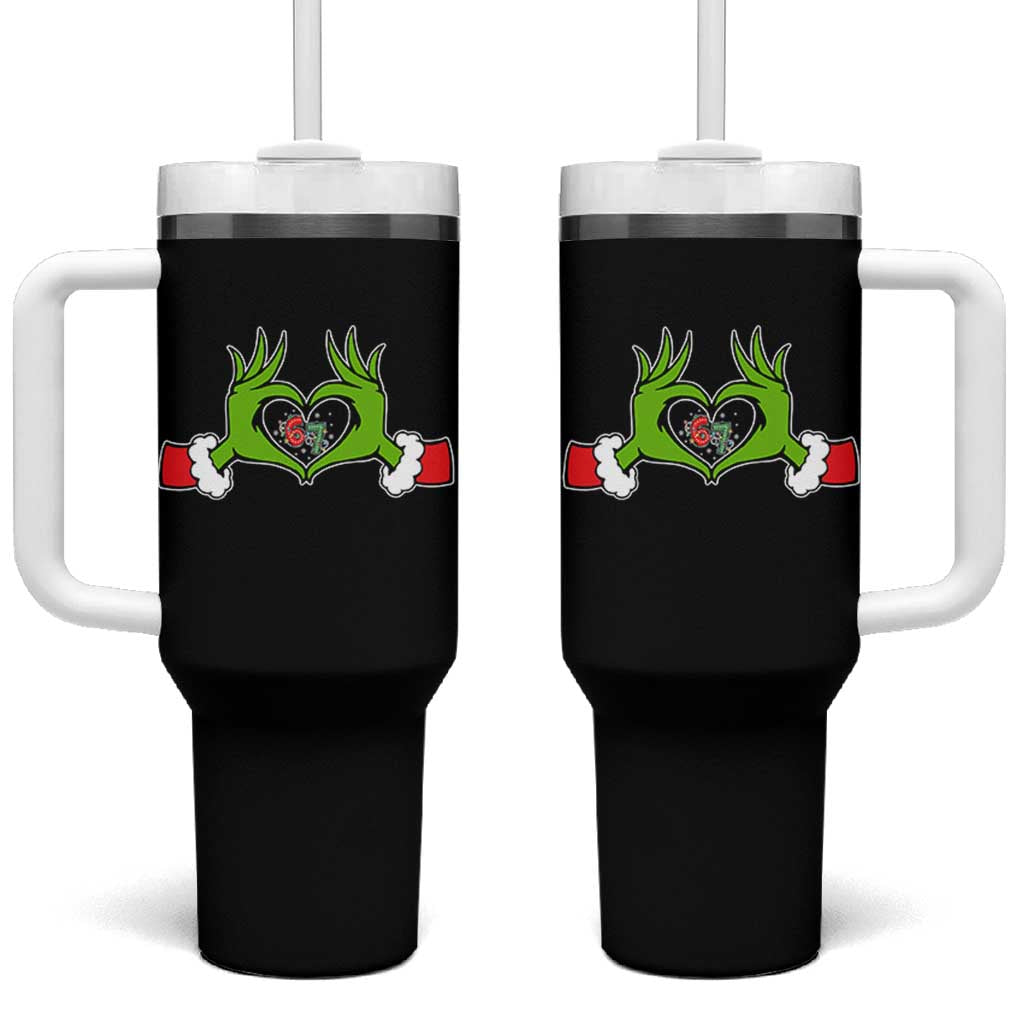 Funny Six Seven Christmas 67 Meme Gen Alpha Elf Heart Hands Tumbler With Handle - Wonder Print Shop