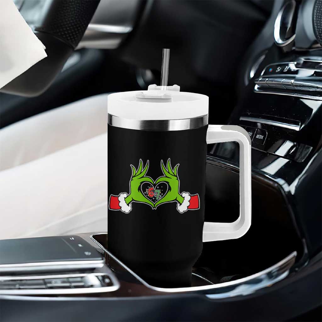 Funny Six Seven Christmas 67 Meme Gen Alpha Elf Heart Hands Tumbler With Handle - Wonder Print Shop