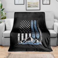 Alpine Skiing Skier Throw Blanket Vintage American Flag Winter Sport - Wonder Print Shop