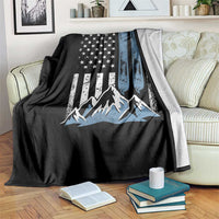 Alpine Skiing Skier Throw Blanket Vintage American Flag Winter Sport - Wonder Print Shop