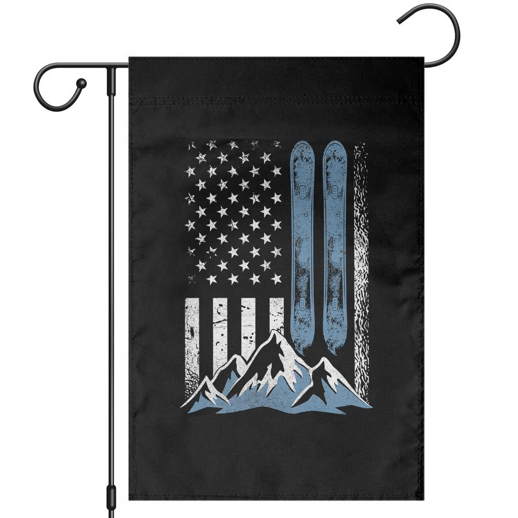 Alpine Skiing Skier Garden Flag Vintage American Flag Winter Sport - Wonder Print Shop
