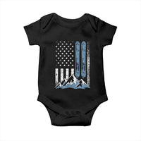Alpine Skiing Skier Baby Onesie Vintage American Flag Winter Sport - Wonder Print Shop