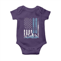 Alpine Skiing Skier Baby Onesie Vintage American Flag Winter Sport - Wonder Print Shop