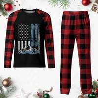 Alpine Skiing Skier Plaid Pajama Set Vintage American Flag Winter Sport - Wonder Print Shop