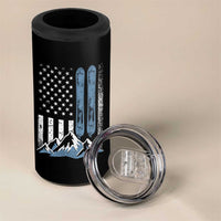 Alpine Skiing Skier 4 in 1 Can Cooler Tumbler Vintage American Flag Winter Sport - Wonder Print Shop