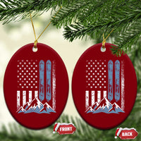Alpine Skiing Skier Ceramic Ornament Vintage American Flag Winter Sport - Wonder Print Shop