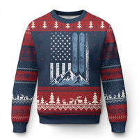 Alpine Skiing Skier Ugly Christmas Sweater Vintage American Flag Winter Sport - Wonder Print Shop