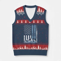 Alpine Skiing Skier V-Neck Knit Sweater Vest Vintage American Flag Winter Sport - Wonder Print Shop