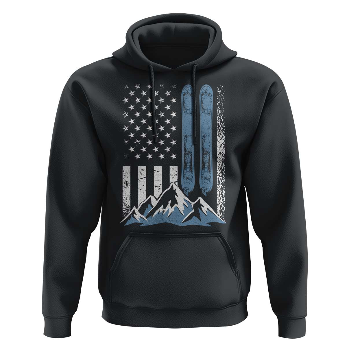 Alpine Skiing Skier Hoodie Vintage American Flag Winter Sport - Wonder Print Shop