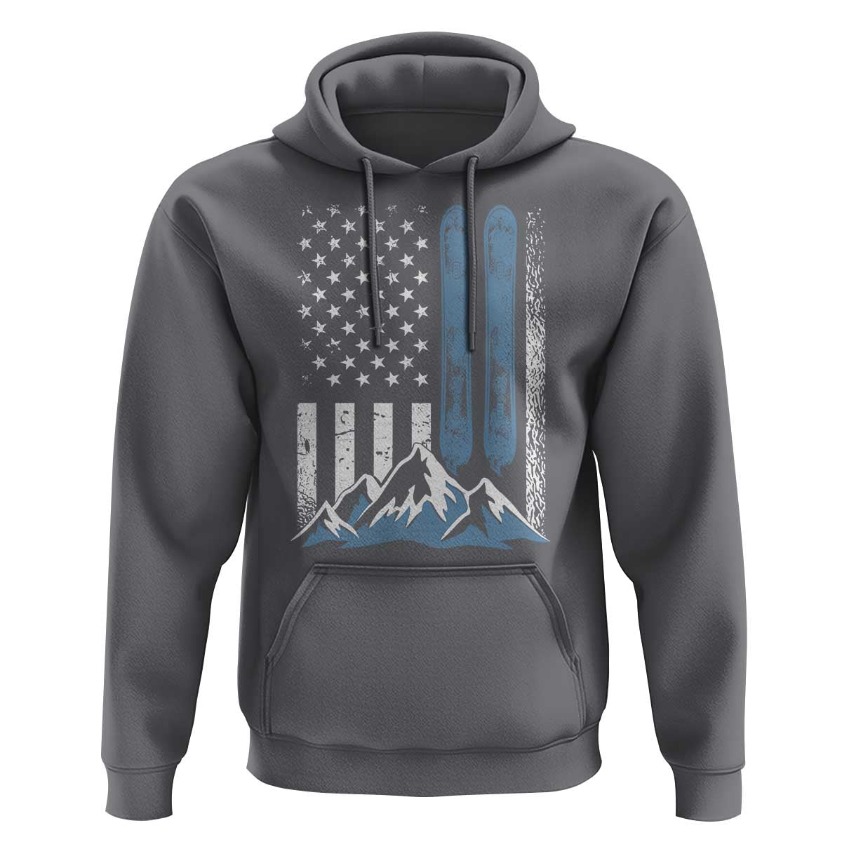 Alpine Skiing Skier Hoodie Vintage American Flag Winter Sport - Wonder Print Shop