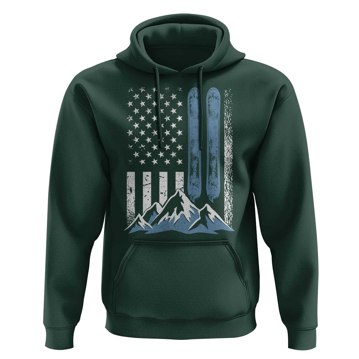 Alpine Skiing Skier Hoodie Vintage American Flag Winter Sport - Wonder Print Shop
