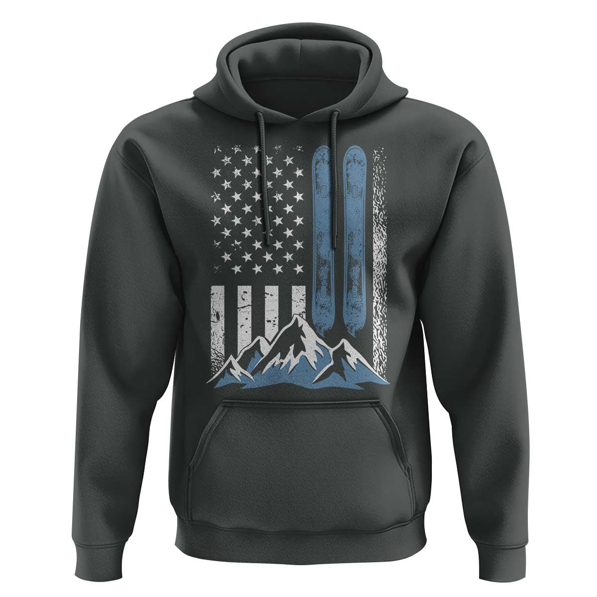 Alpine Skiing Skier Hoodie Vintage American Flag Winter Sport - Wonder Print Shop