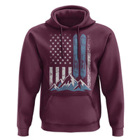 Alpine Skiing Skier Hoodie Vintage American Flag Winter Sport - Wonder Print Shop