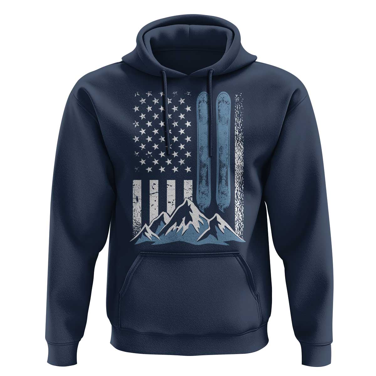 Alpine Skiing Skier Hoodie Vintage American Flag Winter Sport - Wonder Print Shop
