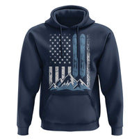 Alpine Skiing Skier Hoodie Vintage American Flag Winter Sport - Wonder Print Shop