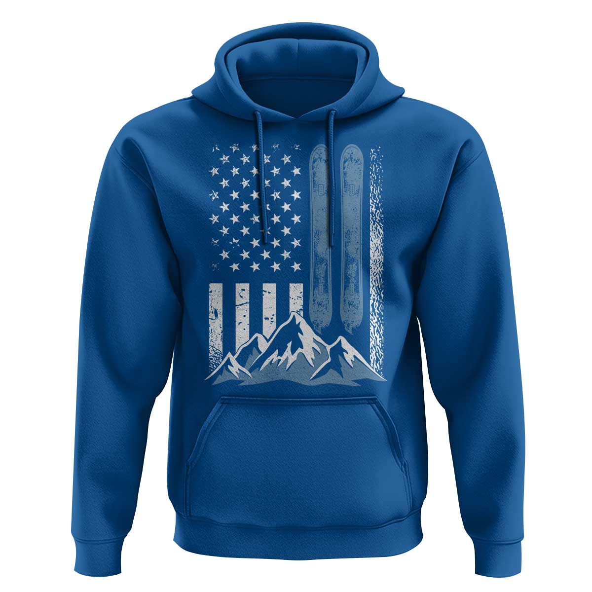 Alpine Skiing Skier Hoodie Vintage American Flag Winter Sport - Wonder Print Shop