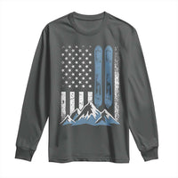 Alpine Skiing Skier Long Sleeve Shirt Vintage American Flag Winter Sport - Wonder Print Shop