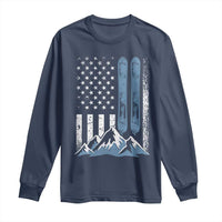Alpine Skiing Skier Long Sleeve Shirt Vintage American Flag Winter Sport - Wonder Print Shop