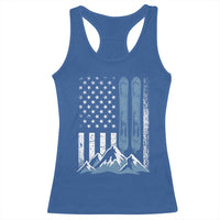Alpine Skiing Skier Racerback Tank Top Vintage American Flag Winter Sport - Wonder Print Shop