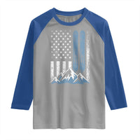 Alpine Skiing Skier Raglan Shirt Vintage American Flag Winter Sport - Wonder Print Shop