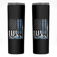 Alpine Skiing Skier Skinny Tumbler Vintage American Flag Winter Sport - Wonder Print Shop