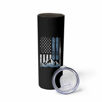 Alpine Skiing Skier Skinny Tumbler Vintage American Flag Winter Sport - Wonder Print Shop