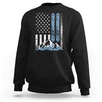 Alpine Skiing Skier Sweatshirt Vintage American Flag Winter Sport - Wonder Print Shop
