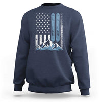Alpine Skiing Skier Sweatshirt Vintage American Flag Winter Sport - Wonder Print Shop