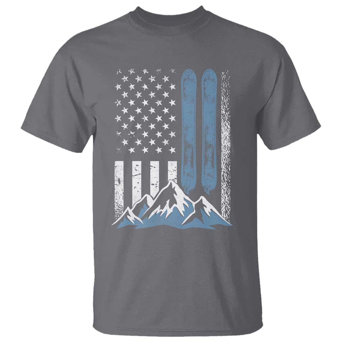 Alpine Skiing Skier T Shirt Vintage American Flag Winter Sport - Wonder Print Shop