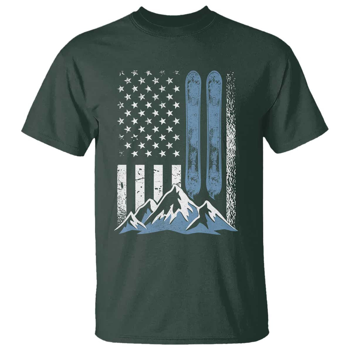 Alpine Skiing Skier T Shirt Vintage American Flag Winter Sport - Wonder Print Shop