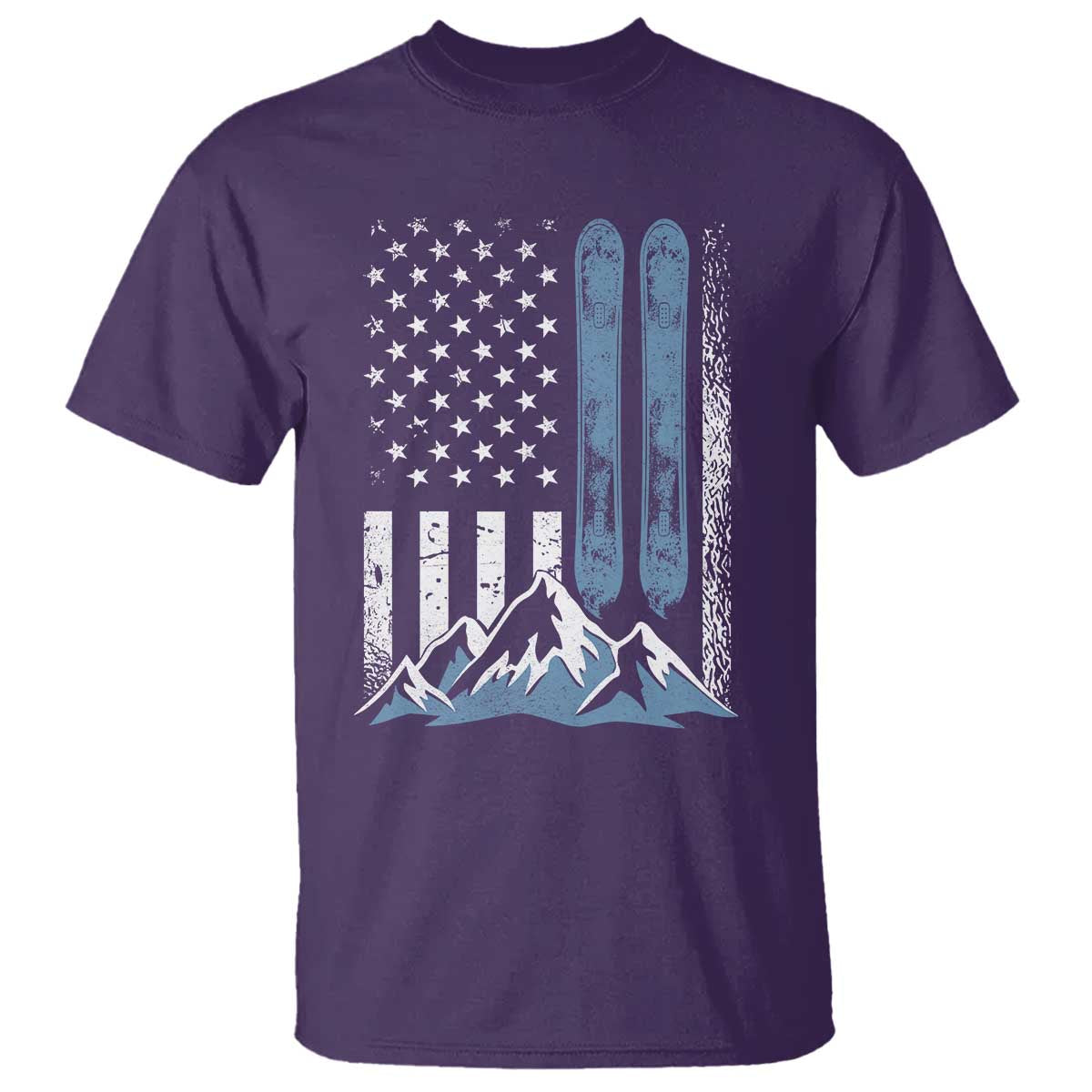 Alpine Skiing Skier T Shirt Vintage American Flag Winter Sport - Wonder Print Shop