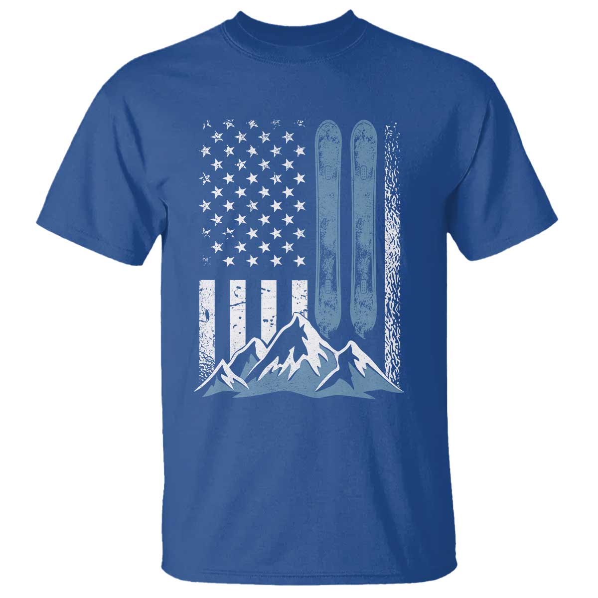 Alpine Skiing Skier T Shirt Vintage American Flag Winter Sport - Wonder Print Shop