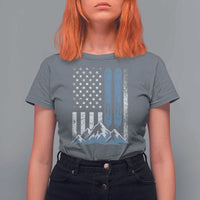 Alpine Skiing Skier T Shirt For Women Vintage American Flag Winter Sport - Wonder Print Shop