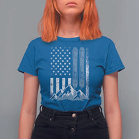 Alpine Skiing Skier T Shirt For Women Vintage American Flag Winter Sport - Wonder Print Shop
