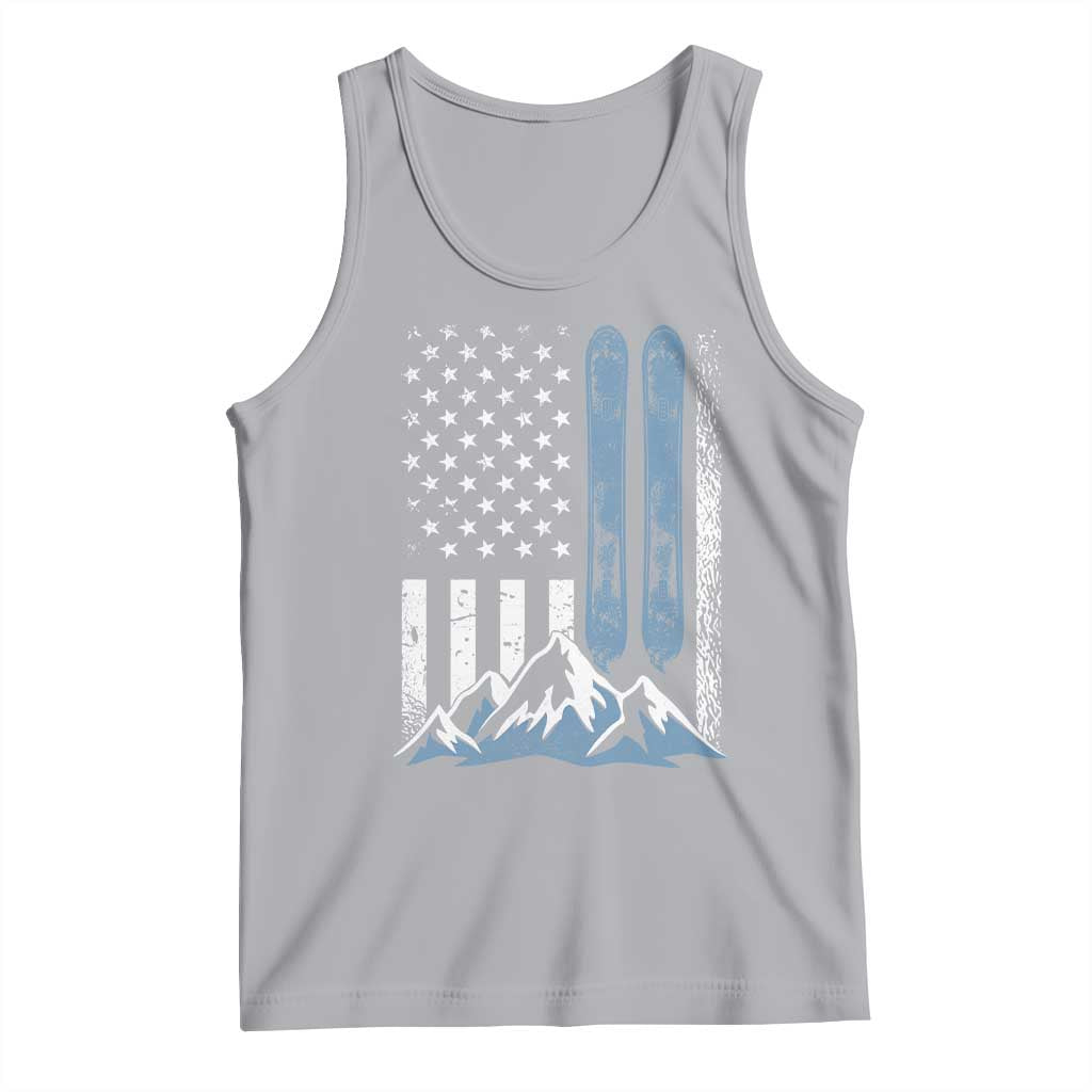 Alpine Skiing Skier Tank Top Vintage American Flag Winter Sport - Wonder Print Shop