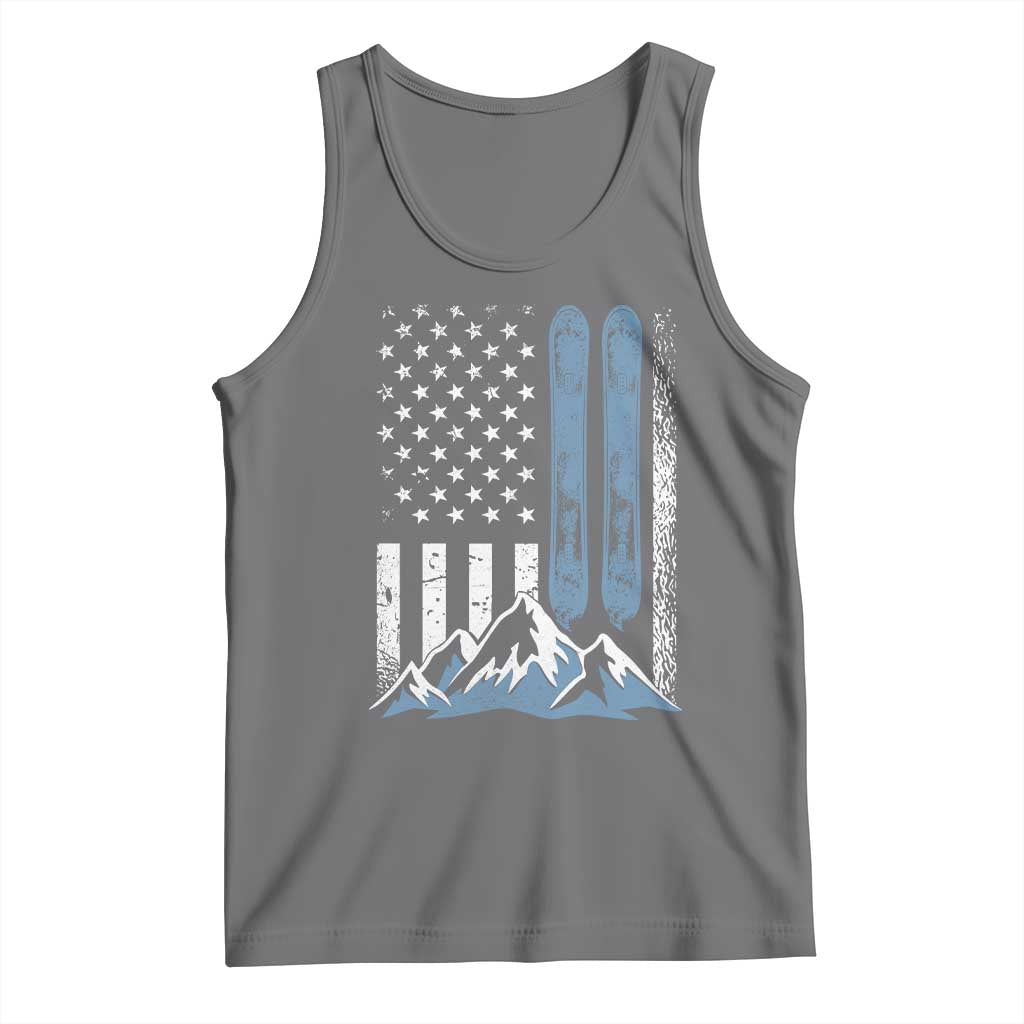 Alpine Skiing Skier Tank Top Vintage American Flag Winter Sport - Wonder Print Shop