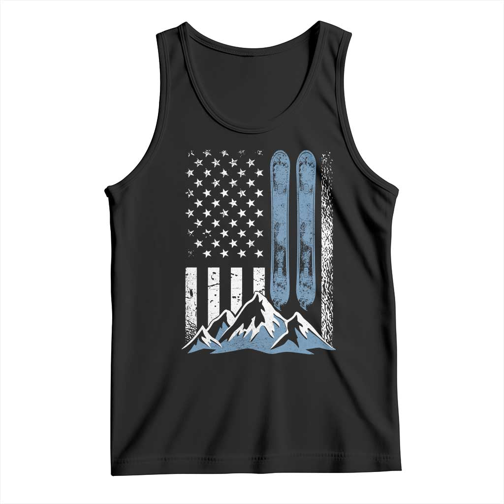 Alpine Skiing Skier Tank Top Vintage American Flag Winter Sport - Wonder Print Shop