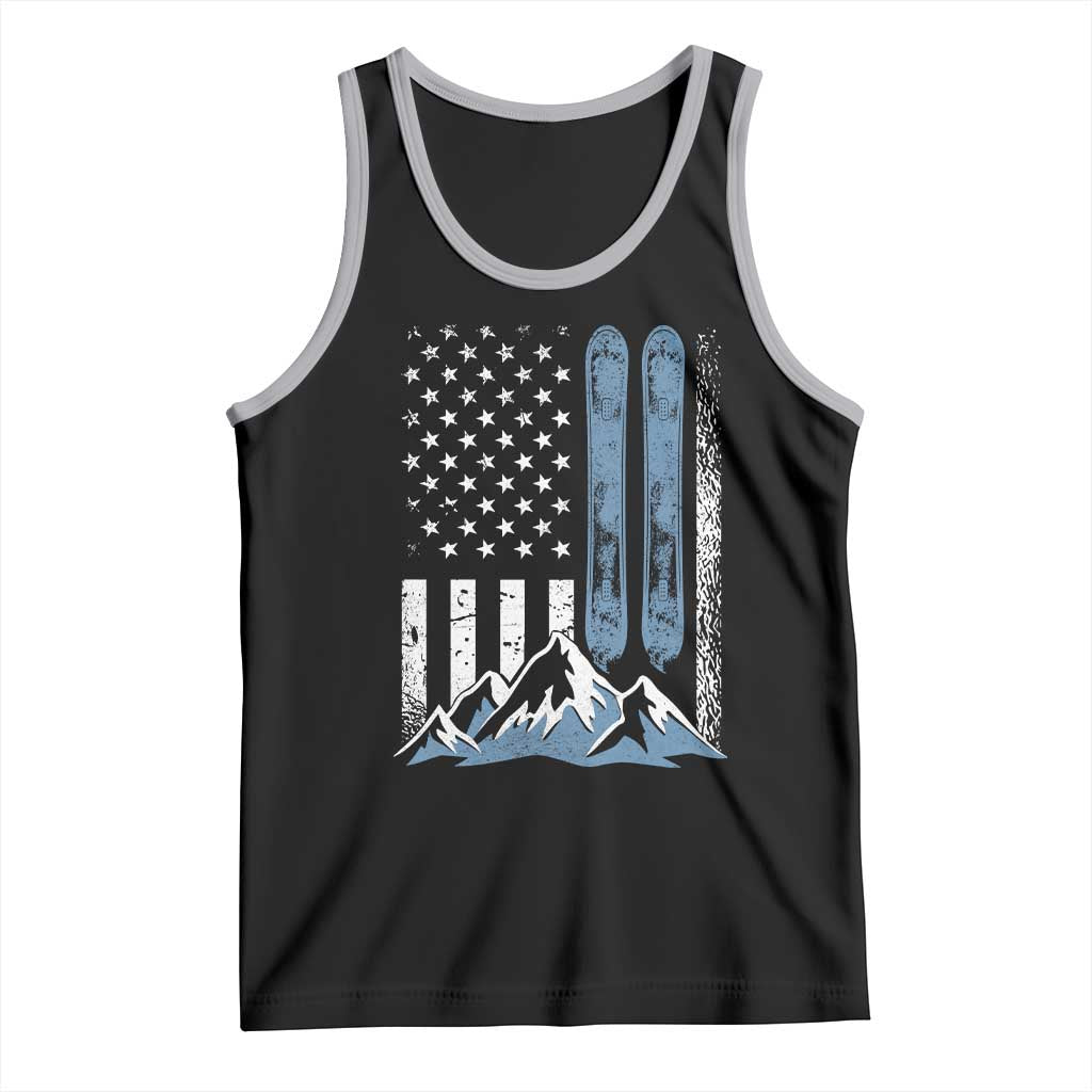 Alpine Skiing Skier Tank Top Vintage American Flag Winter Sport - Wonder Print Shop