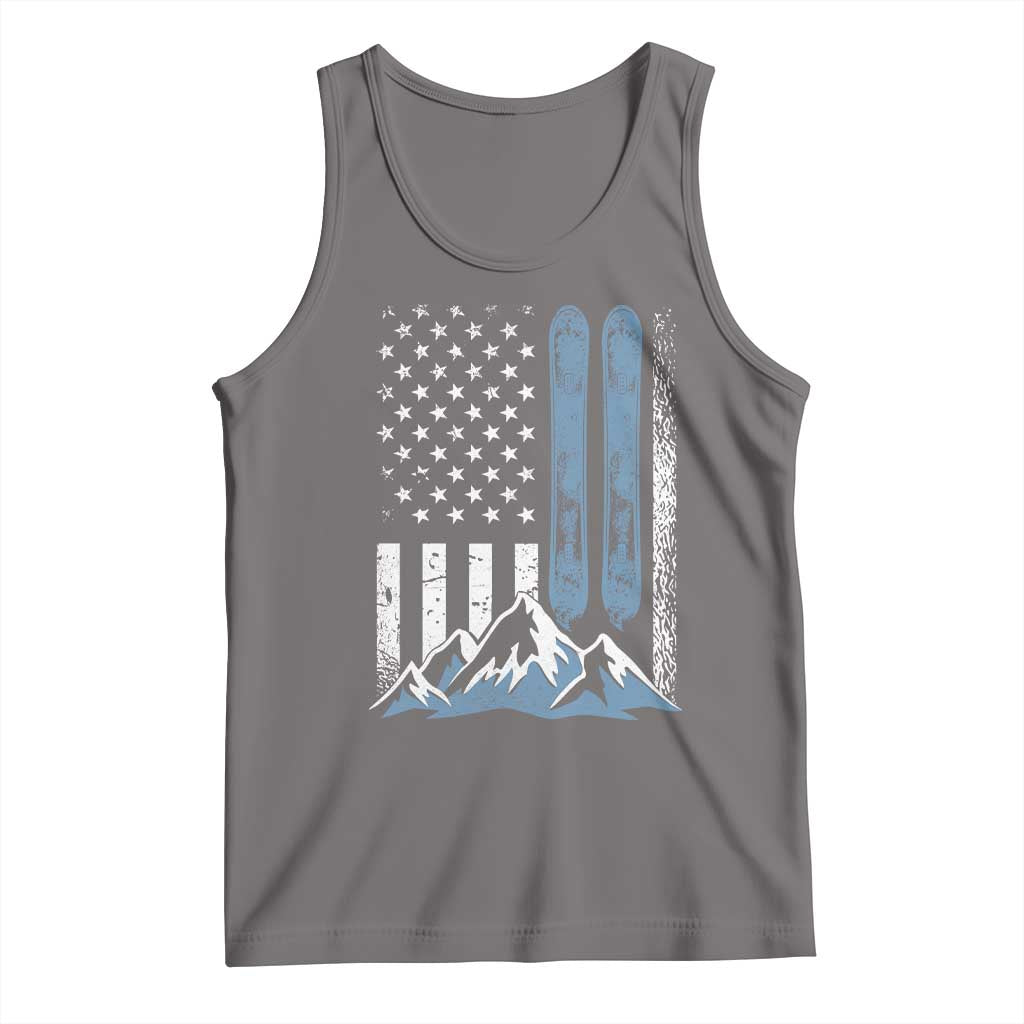 Alpine Skiing Skier Tank Top Vintage American Flag Winter Sport - Wonder Print Shop