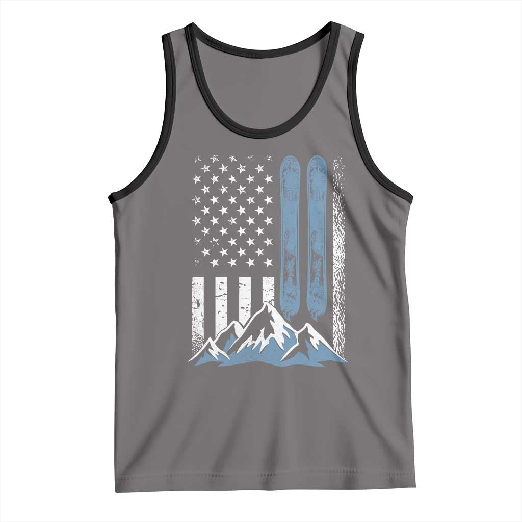 Alpine Skiing Skier Tank Top Vintage American Flag Winter Sport - Wonder Print Shop