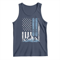 Alpine Skiing Skier Tank Top Vintage American Flag Winter Sport - Wonder Print Shop