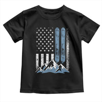 Alpine Skiing Skier Toddler T Shirt Vintage American Flag Winter Sport - Wonder Print Shop